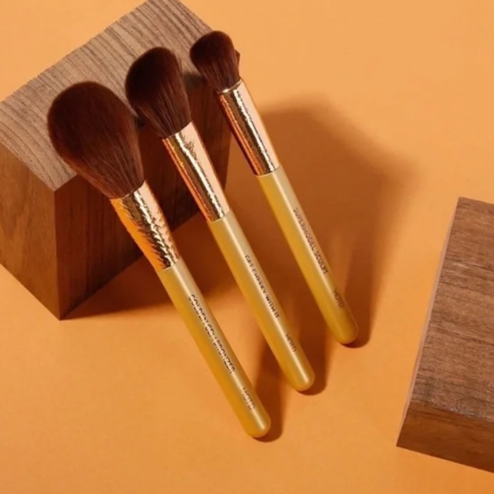 💎 MOTD Gold Goddess 3 Piece Makeup Brush Set New In Package